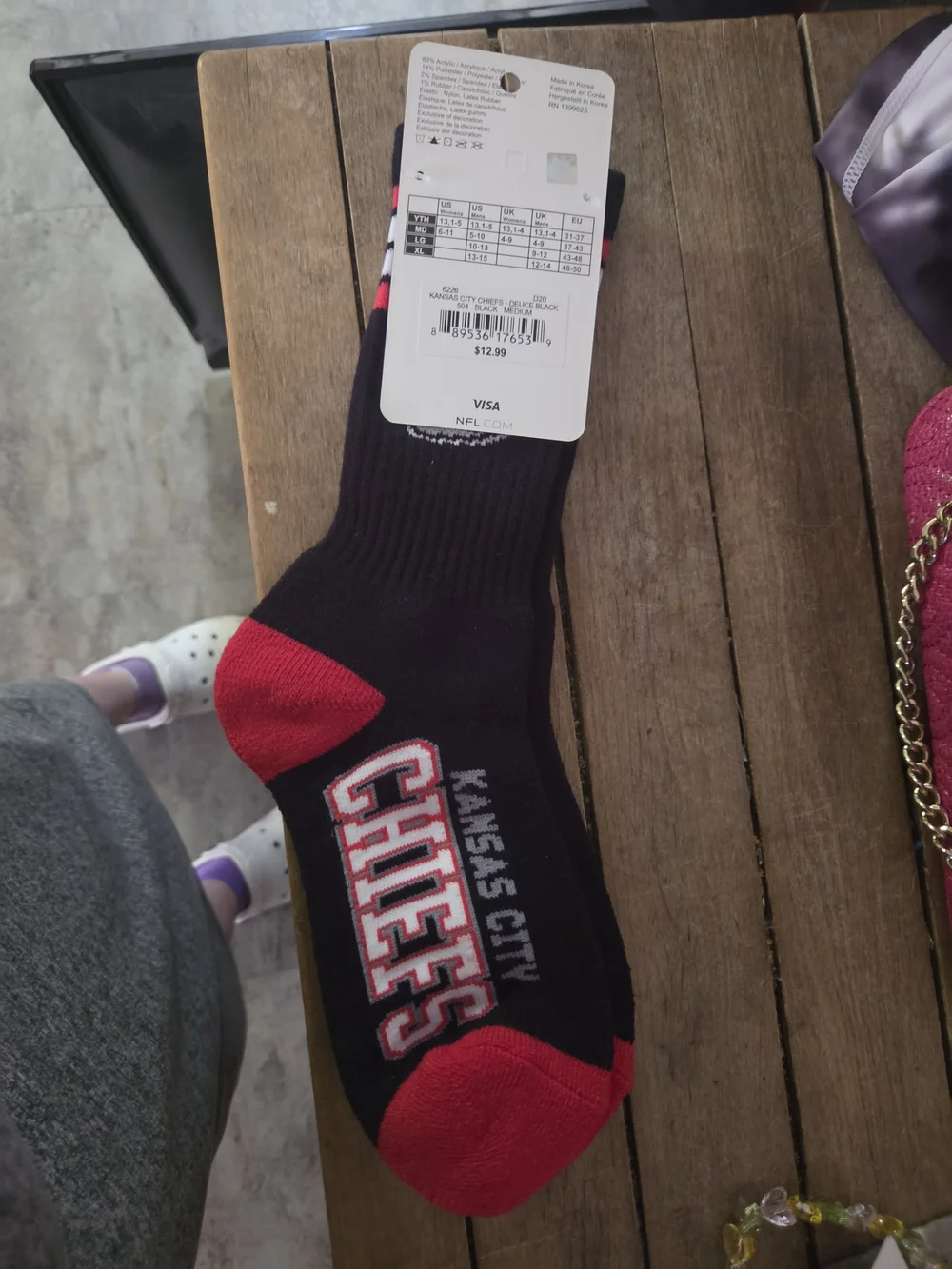 NFL Kansas City Chiefs Black, Red & White Crew Socks